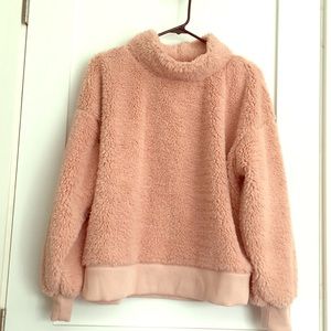 Gap Pink Mockneck Sherpa Sweater